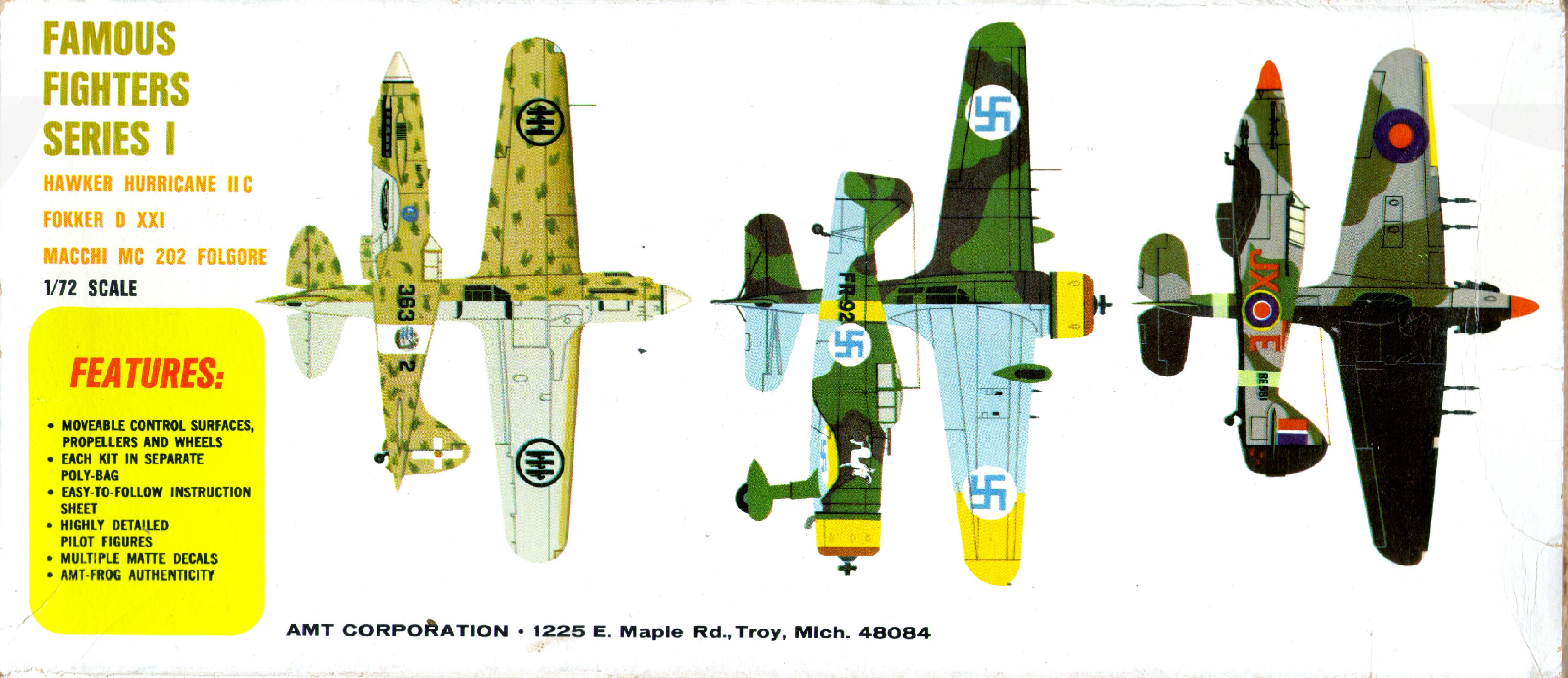 Схемы окраски и маркировки amt 3955-130 Fokker D21, Famous Fighters Series I, American Metal Toys, 1969,1